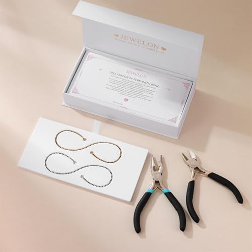 Mother’s Day Gift – Permanent Bracelet Kit with Love Vow Card, 316L Stainless Steel Chain & 925 Silver Heart Clasp, Handcrafted, Ideal for Anniversary & Romantic Date Night - color: Gold + Silver