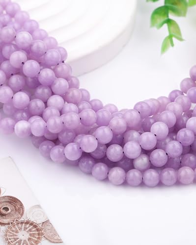 Natural Stone Beads 8mm Polished Round Smooth Gemstone Beads for Jewelry Making Supplies 15 Inch(45 Beads) (Lavender Purple) - color: lavender purple-45pcs