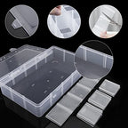Exptolii 15 Large Grids Plastic Organizer Box with Dividers, 2 Pack Clear Compartment Container Storage for Washi Tapes Beads Crafts Jewelry Fishing Tackles, Size 11 x 6.3 x 2.2 in - size: 2x Large 15 Grids