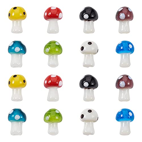 Cheriswelry 20pcs Lampwork Glass Mushroom Beads Colorful Handmade Loose Spacer Beads Mini Cute Ornament Charms 16x12mm Hole: 2mm for DIY Craft Bracelet Earring Necklace Jewelry Making - color: Mushroom-Mixed Color*2