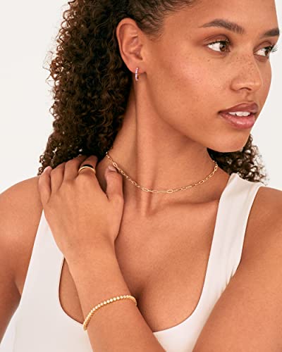 PAVOI 14K Gold Plated Curb Paperclip Box Sphere Bead Snake Herringbone and Figaro Chain Adjustable Necklace - style: Paperclip-S
