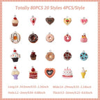 Cheriswelry Cup Cake Resin Pendants Lovely Food Sweet Dessert Dangle Charms Links Hanging Ornament with Metal Loop Fruit Pendants for Key Chains Bracelet Necklace Jewelry Making - color: Mixed Color-Dessert*2