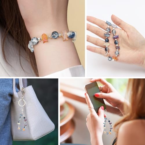 Fishing Beads, KLFHS 90PCS Sea Glass for Crafts, Unique Fish Charms Beads for DIY Ocean Themed Jewelry Making Bracelet Necklace Earring Phone Strap Keychain(Mixed Color) - color: Fish