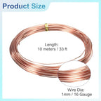 uxcell Pure Copper Wire 99.99% 18 Gauge 1mm Soft Craft Tarnish Resistant | 10m/33 ft Jewelry Wire for Jewelry Making Beading DIY Crafts Supplies,Copper - size: 18 Gauge 1mm