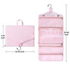 MOSISO Hanging Travel Jewelry Organizer Case, Foldable Portable Jewelry Organizer Bag with Hook & Handle for Necklace, Earrings, Rings, Bracelets and Daily Jewelries Carrying, Pink
