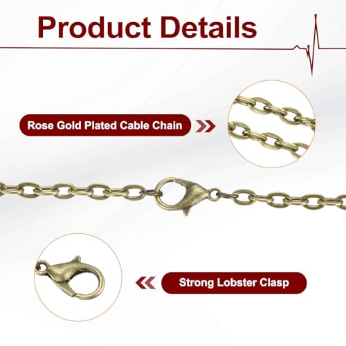 HARFINGTON 20 Pack 18 Inch Necklace Chains Bulk 3.2mm Bronze Plated Cable Chains with Lobster Clasps for Jewelry Making - color: Bronze, size: 18 Inch x 3.2mm