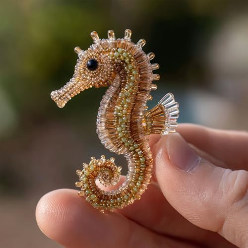 Octopus Bead Embroidery Kit, 3D Ocean Creatures, Glass Beads, Beginner-Friendly DIY Craft, Therapeutic Embroidery, Wall Art, Stress-Relieving, for Crafters and Decor. (2PCS Seahorse) - color: Seahorse