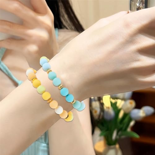 1 Box 500Pcs Acrylic Round Beads Frosted Bead Bulk 8mm Candy Color Silicone Acrylic Plastic Ball Pastel Matte Loose Spacer Beads for Jewelry Making Bracelets Necklaces Earrings Adults - color: Light Blue
