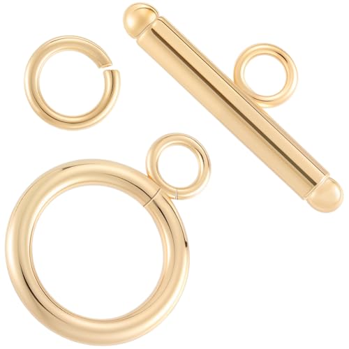 Beebeecraft 10 Sets 24K Gold Plated Toggle Clasps 304 Stainless Steel OT Toggle T-bar Closure Connector for Bracelet Necklace Jewelry Making Findings - color: Gold