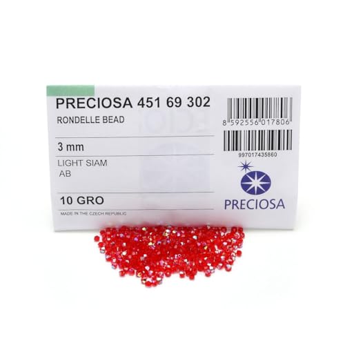 100pcs Authentic Preciosa 3mm (0.12 Inch) Small Faceted Bicone Crystal Loose Beads Light Siam AB Compatible with Swarovski Elements Crystals for Jewelry Making Pre-B360 - color: Light Siam AB, size: 3mm (0.12 Inch) - 100pcs