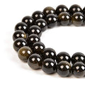 45pcs 8mm Natural Black Golden Obsidian Gemstone Round Spacer Loose Stone Beads for Jewelry Making 15.5" 1 Strand (Black Golden Obsidian, 8mm 45Beads) - color: Black Golden Obsidian, size: 8mm 45Beads