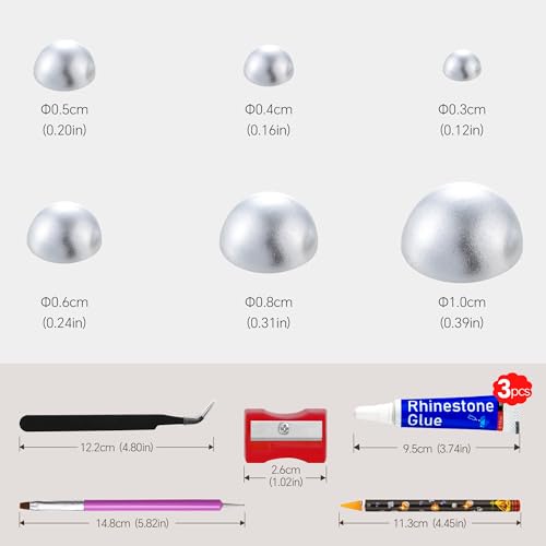60g Antique Silver Flatback Half Round Pearls Mixed Size 3-10mm Resin Craft Beads for Nail Art, Face Gems, DIY Jewelry Making - color: Antique Silver, size: 60g