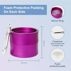 Mini Travel Ring Holder Keychain, Portable Jewelry Holder Keychain with Protective Sponge, Small Necklace Earrings Case for Gym Sports Bag Purse - color: 1-Tier Purple