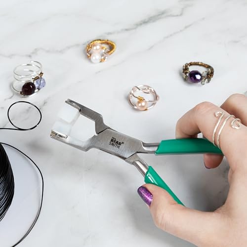 The Beadsmith Metal Bending Pliers – Pliers With Curved Nylon Jaws for Ring Shaping, 5.75 Inches, w/Double-leaf Springs, Non-Marring - style: ring bending
