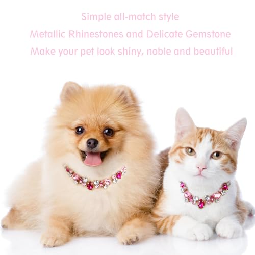 HOWWFALY Dog Collar and Cat Collar Gold Chain Necklace Stainless Steel Adjustable Pink Diamonds Collar with Cute Pet Paw for Small Medium Pets Cats Dogs Kitten Puppy(Pink, S) - color: Pink, size: Small
