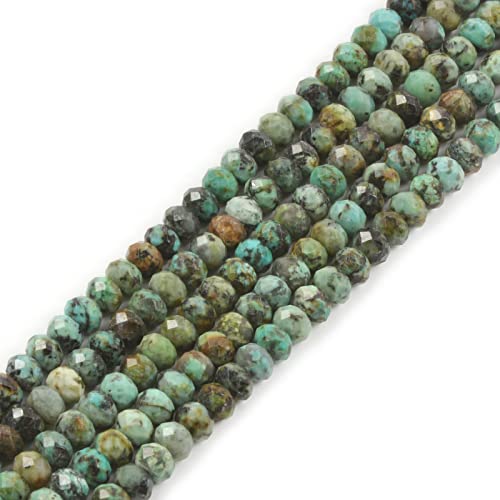 6mm Natural African Turquoise Faceted Rondelle Loose Beads Jewelry Making DIY Bead 16 Inch - color: African Turquoise
