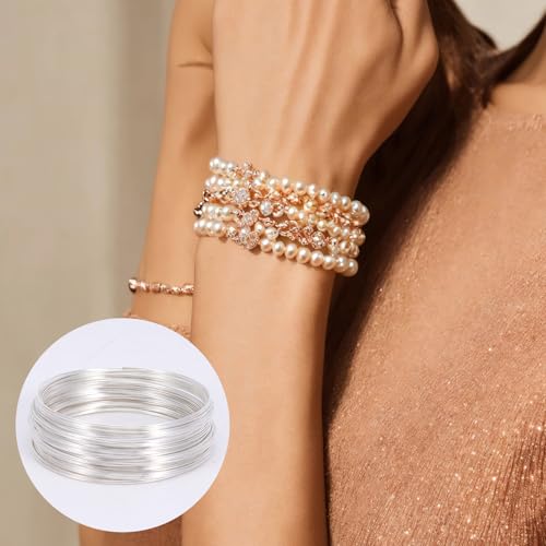 100 Loops Memory Wire for Jewelry Making, 0.5mm Memory Beading Wire for Bracelets, Steel Jewelry Wire for Necklaces Bangles DIY Crafts - color: Silver,100pcs