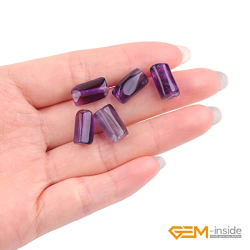 GEM-Inside 25Pcs 8x12mm Natural Amethyst Quartz Gemstone Faceted Freeform Tube Column Chakra Beads for Jewelry Making Full 15" Strand Power Energy Healing - color: Amethyst Quartz