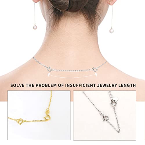 ADMITRY 3 Pcs 925 Sterling Silver Necklace Extender, Durable Chain Extenders, Necklace Bracelet Anklet Jewelry Extension for Women (1 2 3 Inch) - color: Sterling Silver Necklace Extender