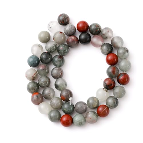 6mm 60pcs DIY Natural African Blood Stone Beads Round Healing Crystal Gemstone Loose Beads for Jewelry Making Handmade Bracelet Necklace - color: African Blood, size: 6mm
