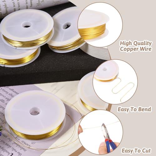 Cheriswelry 22 Gauge 0.6mm Gold Copper Craft Wire Tarnish Resistant Copper Wire Bendable Metal Wire for DIY Wrapping Beading Sculpting Jewelry Making Supplies, 59.06 Feet - size: 22 Gauge(0.6mm)