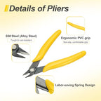 HARFINGTON 5" Flush Cut Pliers Small Precision Wire Cutter Side Cutter Diagonal Cutting Pliers for Jewelry Model Electronic 3D Print, Yellow - color: Yellow