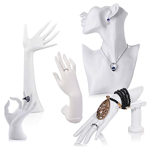 Homeanda White Resin Hand Form with a Stand Ring Hand Chain Bracelet Jewelry Display Stand Holder Organizer Photograph Props Home Decor