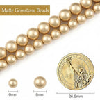 Stone Beads, 45pcs Matte Gold Hematite, 8mm Round Loose Beads for Jewelry Making, Bracelets, with Bag, String & Card - color: Matte Gold Hematite, size: 8mm