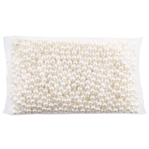 FM FM42 500g/1200pcs 10mm Pearls with 5mm Big Hole Ivory Simulated Pearl Beads for Crafts - color: 10mm Pearls with 5mm Hole, 500g/1200pcs