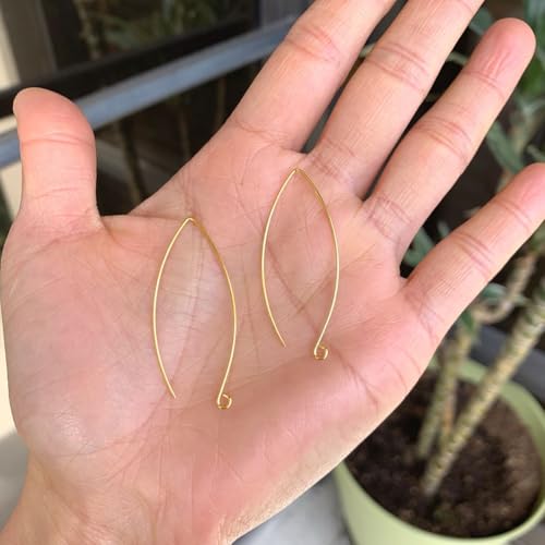 Adabele 50pcs Hypoallergenic Long V Shape Marquise Earring Hooks 45mm 18K Yellow Gold Plated Ear Wire (0.7mm/21 Gauge) DIY Craft Earrings Jewelry Making247-2 - color: Gold