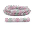 DandS ltd Crackle Lampwork Glass Beads for Jewelry Making, Pink & Green Strawberry Quartz, Vibrant DIY Bracelets, Beading Supplies & Craft Kits for Handmade Jewelry, 80pcs 0.39 inch (10mm), #J275-10 - color: Pink & Green Quartz