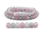 DandS ltd Crackle Lampwork Glass Beads for Jewelry Making, Pink & Green Strawberry Quartz, Vibrant DIY Bracelets, Beading Supplies & Craft Kits for Handmade Jewelry, 80pcs 0.39 inch (10mm), #J275-10 - color: Pink & Green Quartz