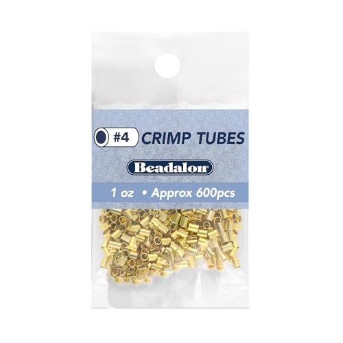 Beadalon Crimp Tubes, Size #4, Gold Color, 1 oz, Approx. 600 pc - color: Gold, size: Size #4, 600 pc