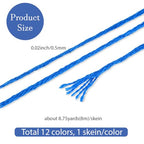 12 Skeins 6 Strands Blue Cross Stitch Thread Variegated Gradient Embroidery Floss Polyester Friendship Bracelet String Yarn Threads Bulk for Hand Sewing Bracelets Making Needlecraft Crochet - color: Dake Blue