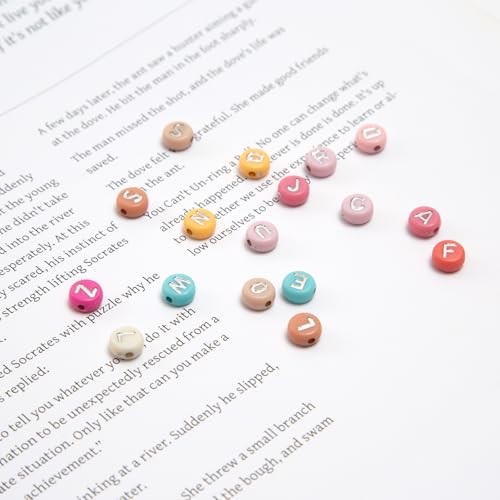 1000pcs 4x7mm Round Letter Beads Pink Acrylic with Silvery Letter Alphabet for Jewelry Making Friendship Bracelets (Pink Silvery) - color: pink silvery