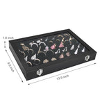 Siveit Jewelry Tray Organizer Box 48 Grid Jewelry Display Organizer Box with Transparent Lid Rings Earrings Necklaces Pendants Display Box Suitable for Women and Girls (48 Grid, Black) - color: Black
