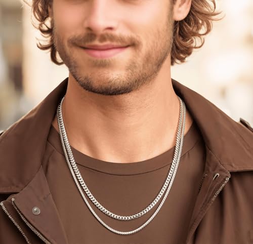2.5mm/4mm Silver Wheat Chain for Men Women, Mens Silver Plated Over Stainless Steel Wheat Chain - color: Silver-2.5mm, size: 24 Inches
