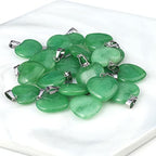 LE SKY 20 Pcs natural stone pendants heart shape healing stone charms for jewelry making - color: malay jade