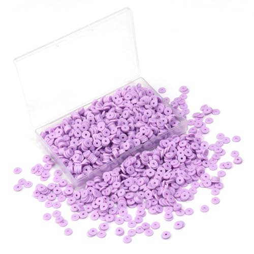 Light Purple Polymer Clay Beads, 6mm Heishi Bead for Jewelry Bracelets Necklace Making 1000PCS - color: Lavender