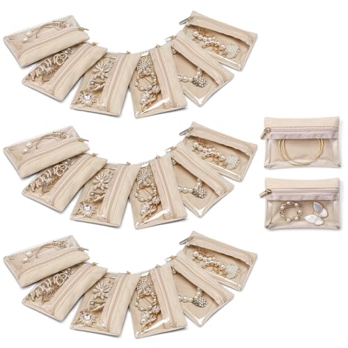 VLANDO Velvet Jewelry Pouch with Zipper - Clear Travel Jewelry Bag Organizer for Business Trips & Gifts - color: A.20 PCS