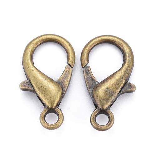 HDSupplies 50 Pieces - Lobster Clasps - Antique Bronze - 21x12mm w/ 2mm Hole - color: Antique Bronze, size: 21x12mm