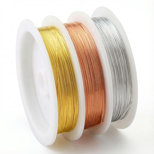 Copper Wire for Jewelry Making, 22 Gauge (0.6mm) 3Rolls 12Feet/Roll Jewelry Beading Wire & Essential Jewelry Making Supplies Premium Wires for DIY Jewelry Making, Crafts, Gardening (3rolls Set)