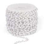 33 Feet Silver Pearl Beads Chains Roll, 3mm Faux Pearls Beaded Silver Plated Brass Cable Link Chain Spool Bulk for Jewelry Making DIY Craft - color: 3.0MM Silver Color