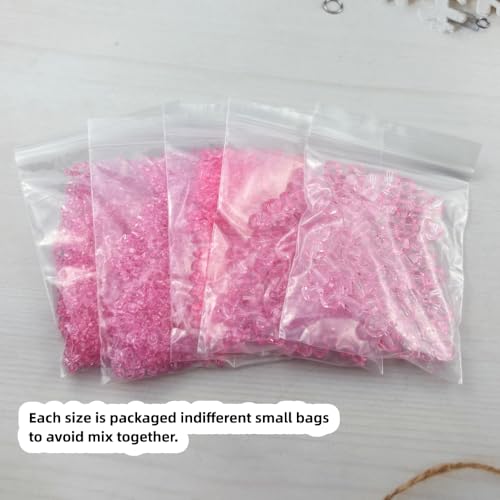 1310pcs Bicone Crystal Glass Beads 2mm 3mm 4mm 6mm 8mm Faceted Crystal Spacer Beads for Bracelets Necklace Pendants Earrings DIY Jewelry Craft Making(Pink) - color: Pink