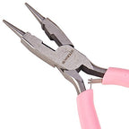 SUNNYCLUE 4.5 Inch Round Nose Pliers Wire Cutter 4-in-1 Mini Precision Pliers Wire Bending Side Cutter Tools for DIY Jewelry Making Pink - color: Pink 4.5 Inch With Cutter