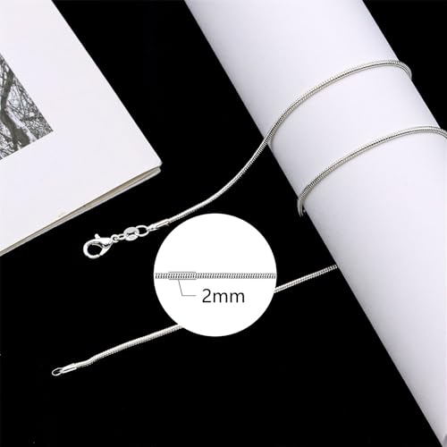 925 Sterling Silver Chain Necklace for Women 16-24 Inch Silver Jewelry Gift - size: 18 Inch, style: Round Snake Chain 2mm