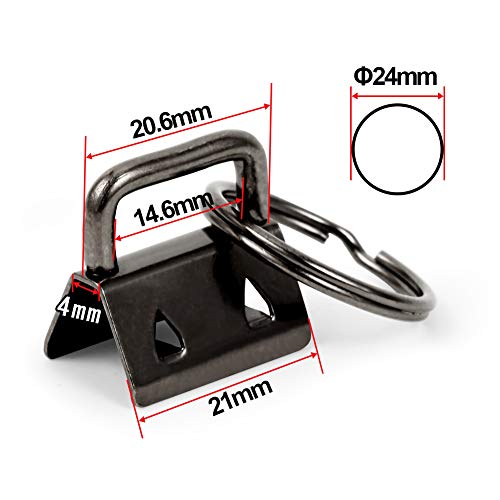 SPEEDWOX Glass Breaking Pliers with 20 Pcs 0.8 Inch Key Fob Hardware Set with Keychain Split Rings Webbing Fabric Strapping Wristlet Set Antique Black Breaking Pliers Tools with Rubber Tips - size: 0.8" Antique Black