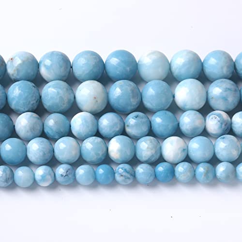 Larimar Beads 36pcs 10mm Natural Gemstone Round Loose Beads for Jewelry Making Energy Crystal Healing Power Gemstone DIY Bracelet Necklace (Blue Larimar Stone, 10mm) - color: Blue Larimar Stone, size: 10mm