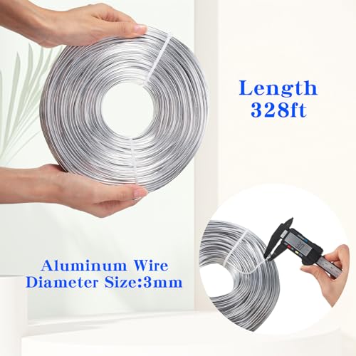 TecUnite Aluminum Craft Wire for Sculpting Bendable Metal Beading Wire for DIY Jewelry Making (1 Roll,Silver,100 m x 3 mm) - size: 100 M X 3 Mm