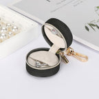 KUKUVR Jewelry Ring Holder Box with Keychain, Portable Gym Jewelry Storage Box Case, Small Travel Ring Earring Stud Necklace Storage Case (Black) - color: Black